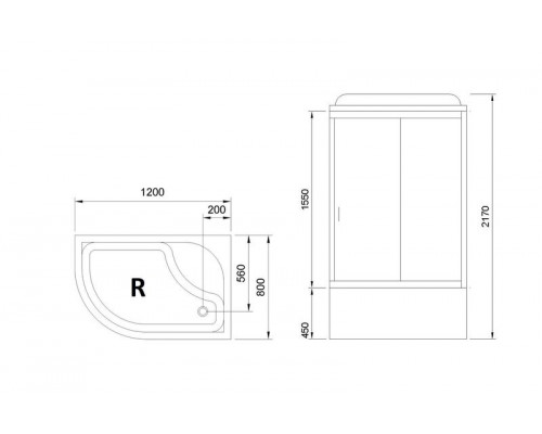 Душевая кабина Royal Bath RB 8120BK6-WT-CH 120х80 см, с прозрачными стеклами, правосторонняя