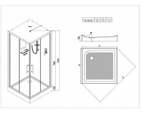 Душевая кабина Esbano ES-80CKR