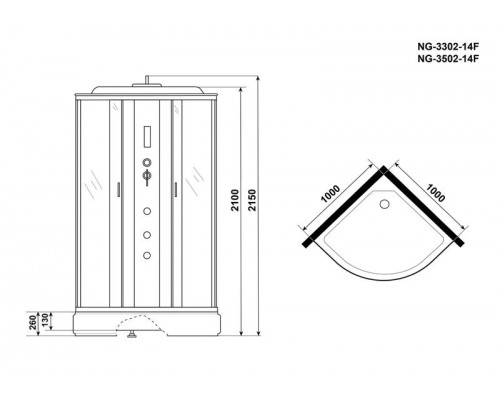 Душевая кабина Niagara NG-3302-14F 100х100 см, с матовыми стеклами