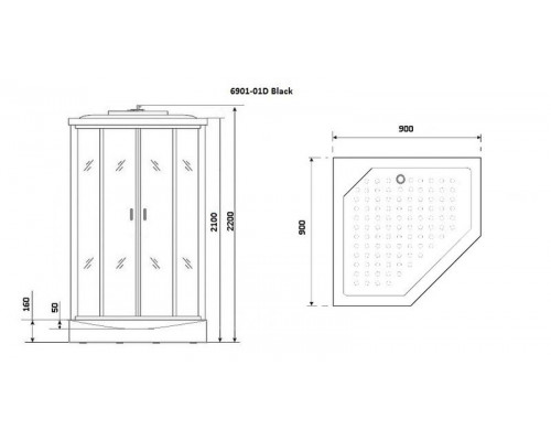 Душевая кабина Niagara Premium NG-6901-01D BLACK 90х90 см