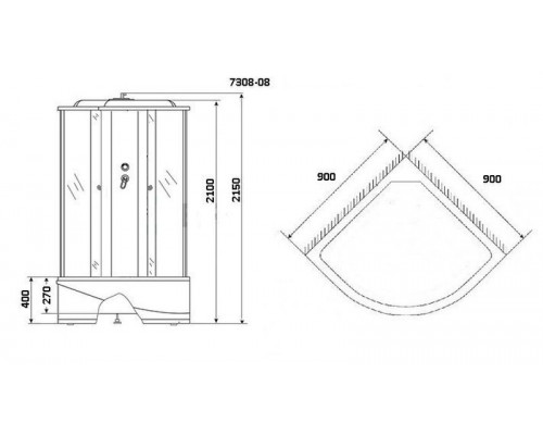 Душевая кабина Niagara NG-7308-14 90х90 см, с матовыми стеклами