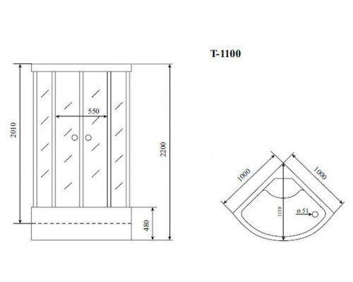 Душевая кабина Timo Standart T-6600 Black 100х100 см