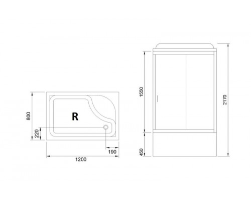 Душевая кабина Royal Bath RB 8120BP2-T 120х80 см, с прозрачными стеклами, правосторонняя