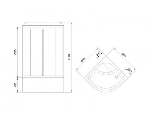 Душевая кабина Royal Bath RB 90NRW-C-CH 90х90 см, с матовыми стеклами