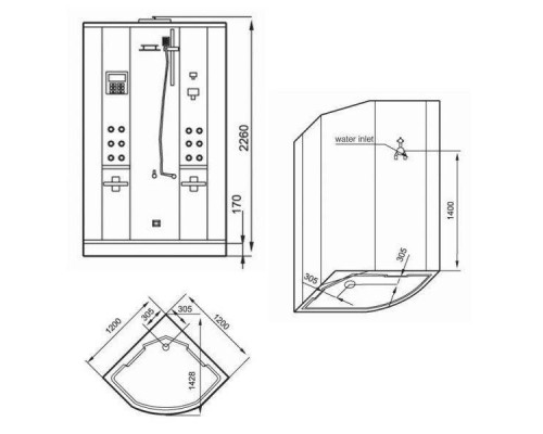 Душевая кабина Eago DZ962F8 черная 120х120 см с паром