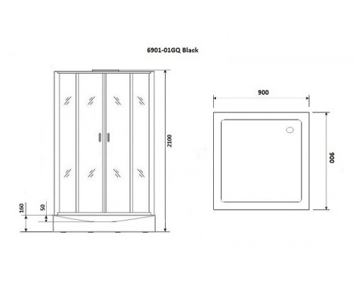 Душевая кабина Niagara Premium NG-6901-01GQ BLACK 90х90 см