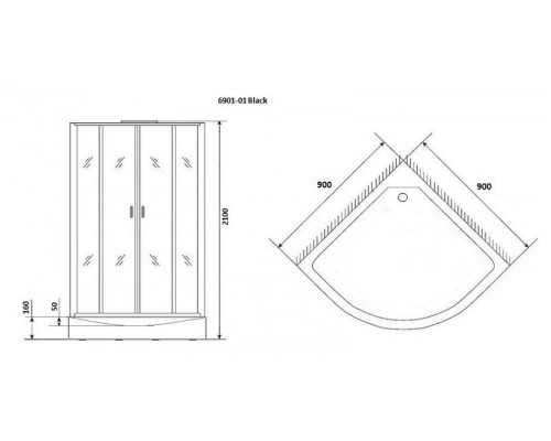 Душевая кабина Niagara Premium NG-6901-01 BLACK 90х90 см