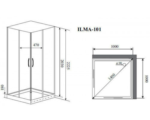 Душевая кабина Timo ILMA 101 100х100 низкий поддон