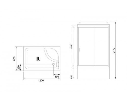 Душевая кабина Royal Bath RB 8120BP5-WC 120х80 см, с матовыми стеклами , правосторонняя