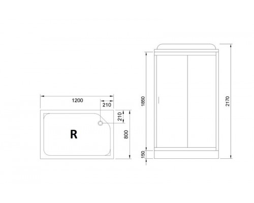 Душевая кабина Royal Bath RB 8120HP6-WC-CH 120х80 см, с матовыми стеклами, правосторонняя