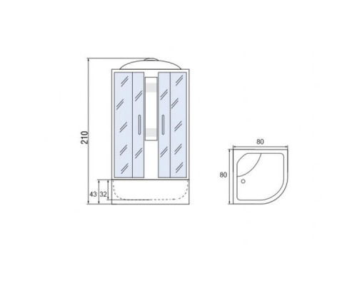 Душевая кабина Мономах 80/43 С МЗ 80х80х210, полукруг