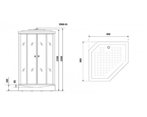 Душевая кабина Niagara NG-2506-01 90х90 см с тонированными стеклами