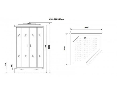 Душевая кабина Niagara Premium NG-6902-01GD BLACK 100х100 см