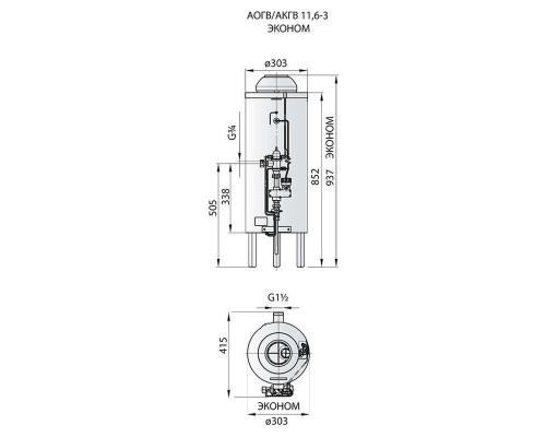 Газовый котел АОГВ 11,6-3 Эконом (ЖМЗ)