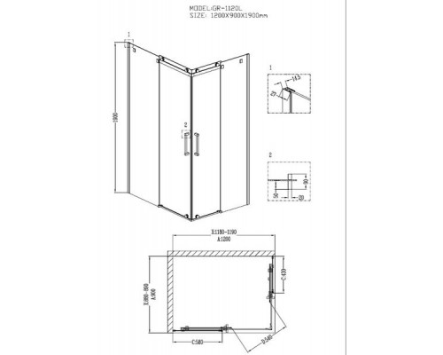 Душевой уголок Grossman GR-1120L 120х90