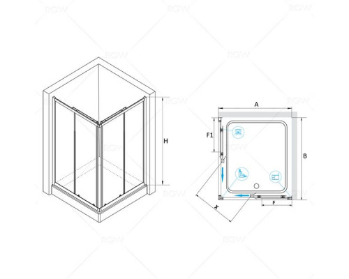 Душевой уголок RGW CL-42 80x100, прозрачное стекло