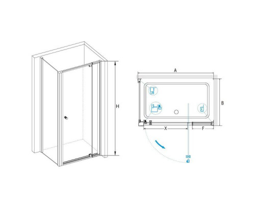 Душевой уголок RGW PA-44B (PA-02B + Z-050-1B) 80x90, прозрачное стекло