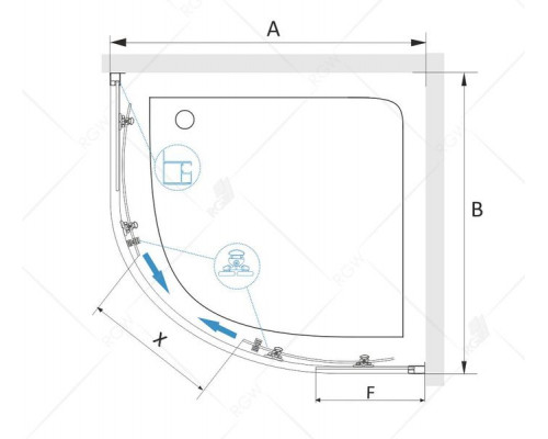 Душевой уголок RGW CL-54 90x90, прозрачное стекло