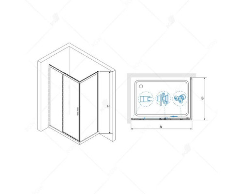 Душевой уголок RGW LE-41B (LE-12B + Z-22B) 190x90, прозрачное стекло