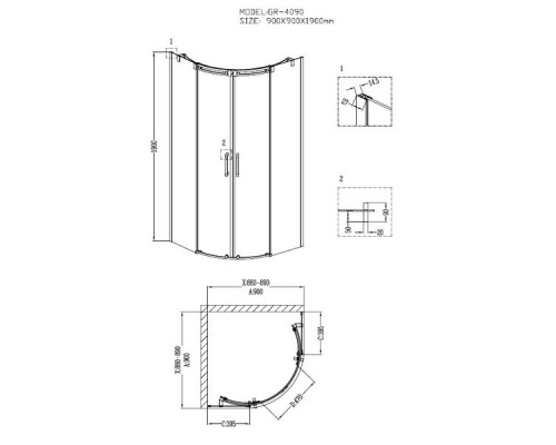 Душевой уголок Grossman GR-4090 90х90