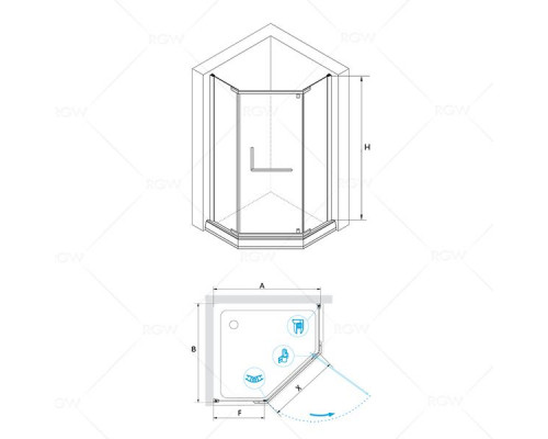 Душевой уголок RGW PA-081 90х90, прозрачное стекло