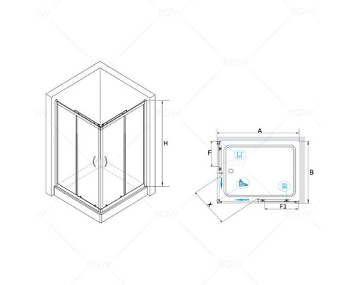 Душевой уголок RGW PA-146 80x120, прозрачное стекло