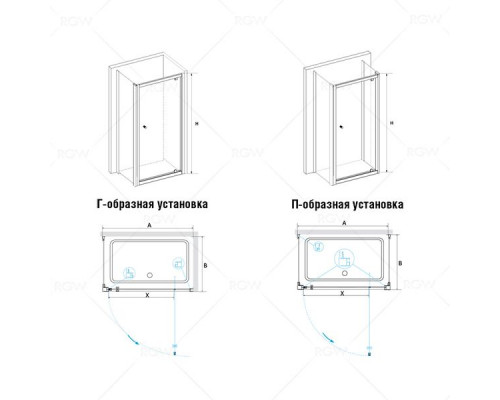 Душевой уголок RGW PA-35 (PA-05 + Z-050-1) 80x80, прозрачное стекло