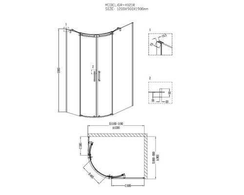 Душевой уголок Grossman GR-4121R 120х90