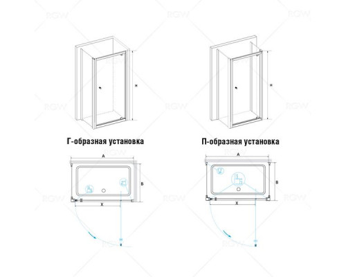 Душевой уголок RGW PA-43 (PA-05 + Z-050-1) 100x70, прозрачное стекло