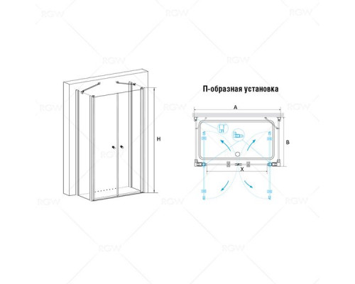 Душевой уголок RGW PA-47 (PA-04 + Z-050-1 + держатель) 120x80, прозрачное стекло