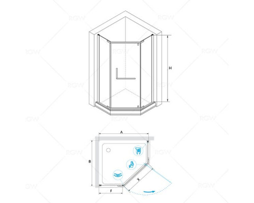 Душевой уголок RGW HO-081B 90x90, тонированное (серое) стекло