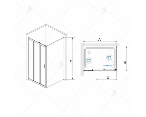 Душевой уголок RGW PA-73 P (PA-13 + 2Z-050-2) 90x90, прозрачное стекло