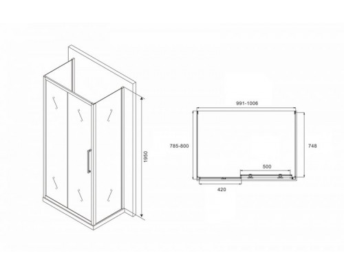 Душевой уголок ABBER Schwarzer Diamant AG30100H-S80-S80