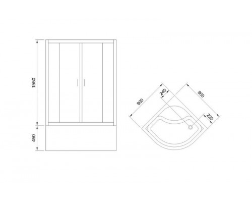 Душевой уголок Royal Bath RB 90BK-T 90х90 см, с прозрачными стеклами