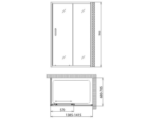 Душевой уголок Gemy Victoria S30191B-A70 140х70 см