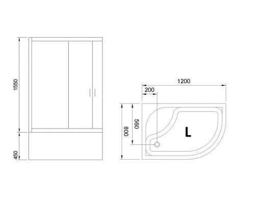 Душевой уголок Royal Bath RB 8120BK-C 120х80 см, с матовыми стеклами, левосторонний