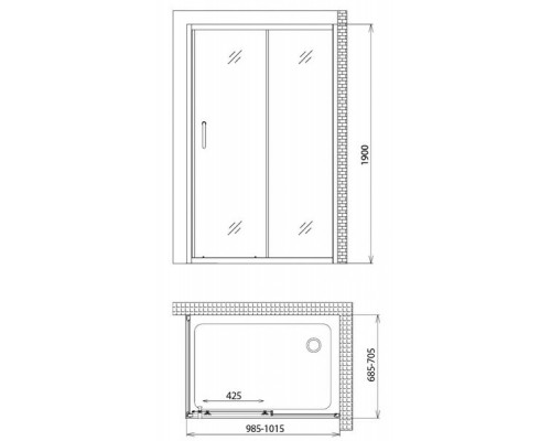 Душевой уголок Gemy Victoria S30191H-A70 100х70 см