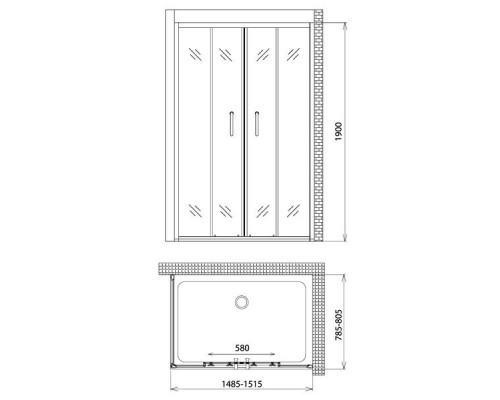 Душевой уголок Gemy Victoria S30192A-A80 150х80 см