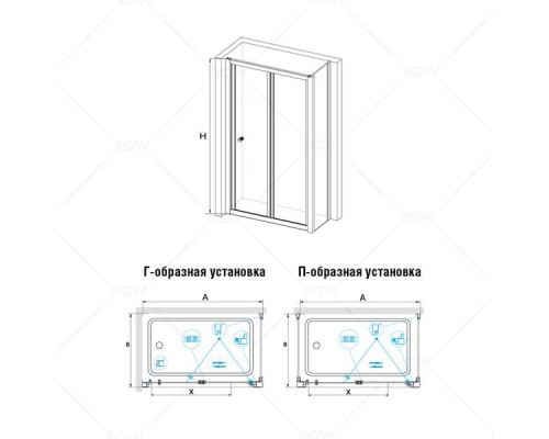 Душевой уголок RGW CL-41 (CL-21 + Z-12) 90x80, прозрачное стекло