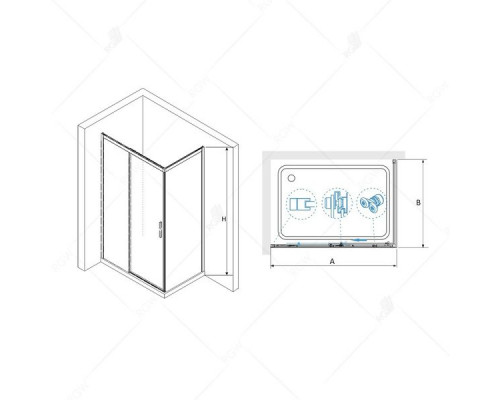 Душевой уголок RGW LE-41 (LE-12 + Z-22) 190x100, прозрачное стекло