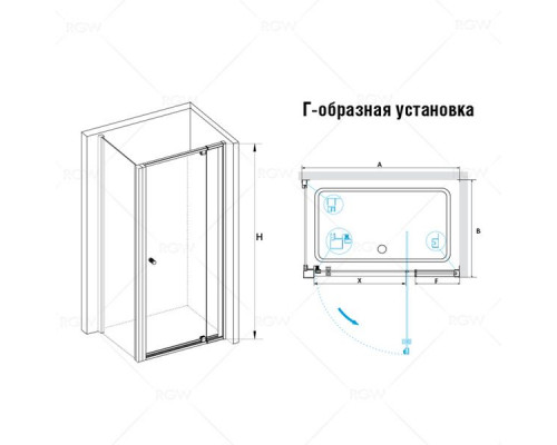 Душевой уголок RGW PA-32 (PA-02 + Z-12 + A-11) 100x100, стекло шиншилла